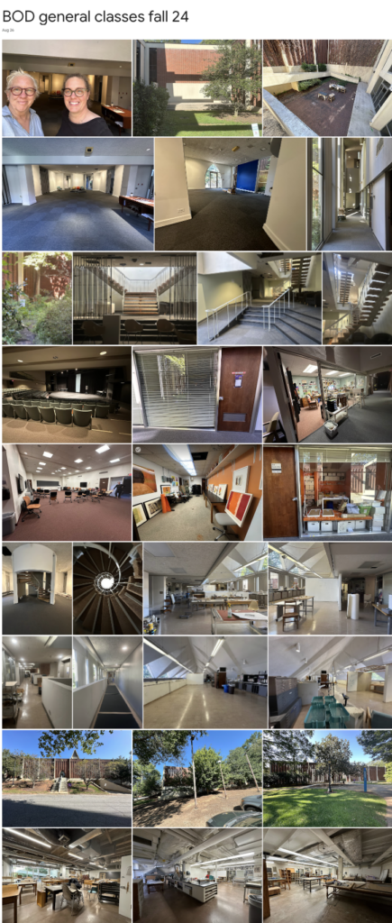 grid of photos taken from various vantage points in the Dana Fine Arts Building